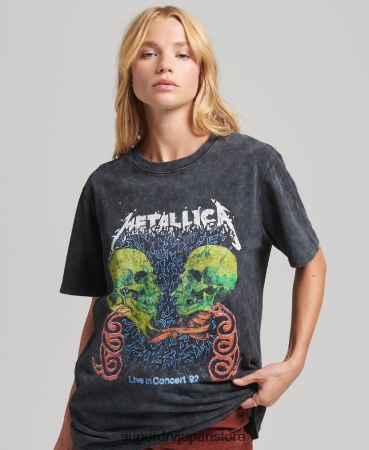 メタリカ限定バンドTシャツ 女性 Superdry 衣類 黒 2J62PZ2855