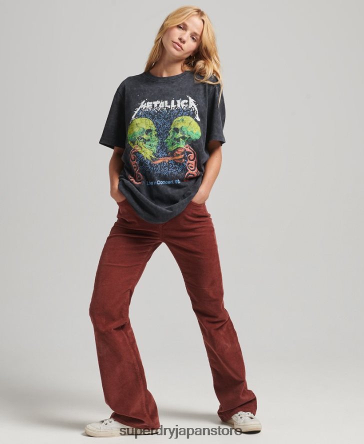 メタリカ限定バンドTシャツ 女性 Superdry 衣類 黒 2J62PZ2855
