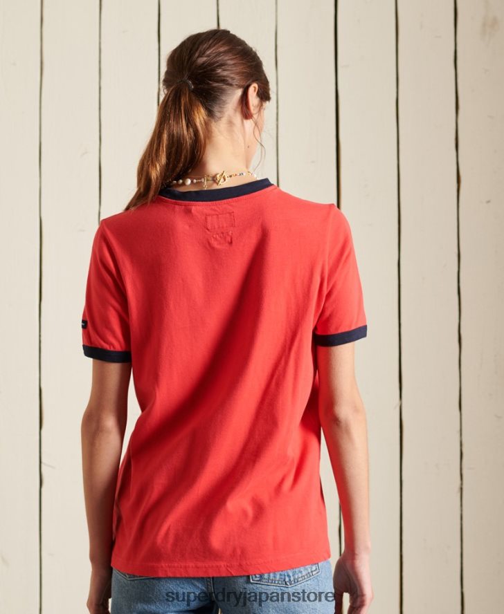 スクリプトスタイルカレッジTシャツ 女性 Superdry 衣類 赤 2J62PZ2857