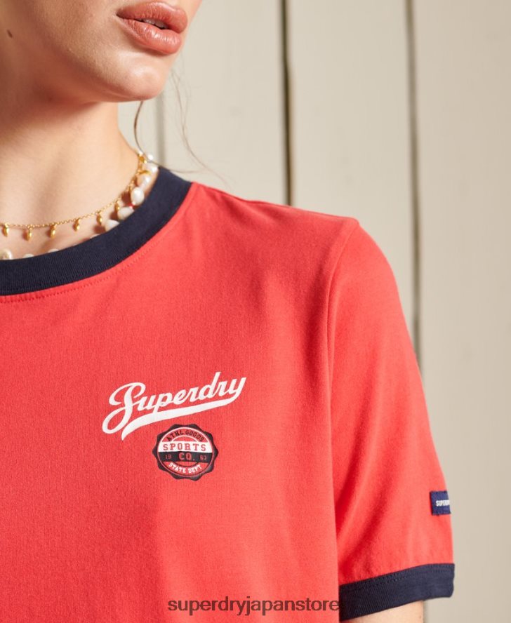 スクリプトスタイルカレッジTシャツ 女性 Superdry 衣類 赤 2J62PZ2857
