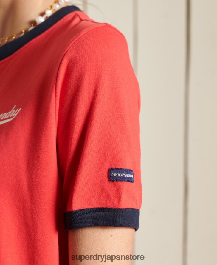 スクリプトスタイルカレッジTシャツ 女性 Superdry 衣類 赤 2J62PZ2857