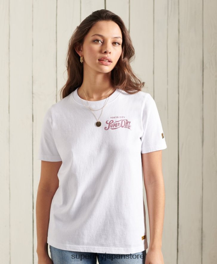 グリッター スパークル スタンダード ウェイト T シャツ 女性 Superdry 衣類 白 2J62PZ2859