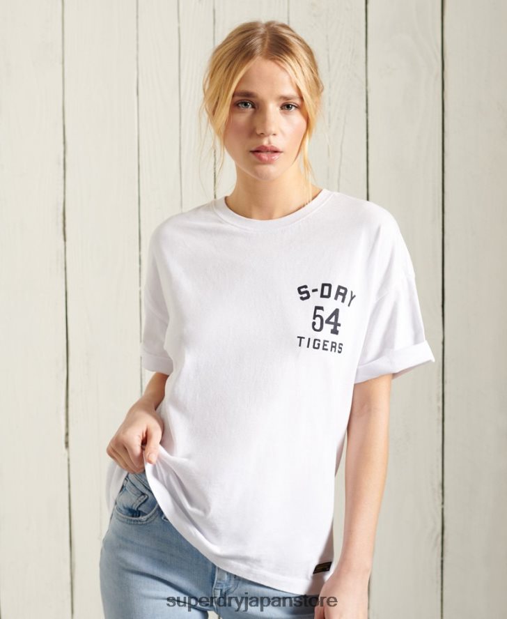 ミリタリーナラティブボクシーTシャツ 女性 Superdry 衣類 白 2J62PZ2860