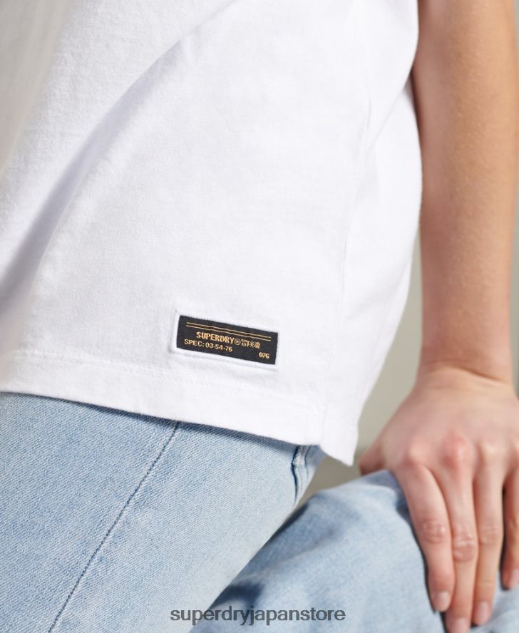 ミリタリーナラティブボクシーTシャツ 女性 Superdry 衣類 白 2J62PZ2860