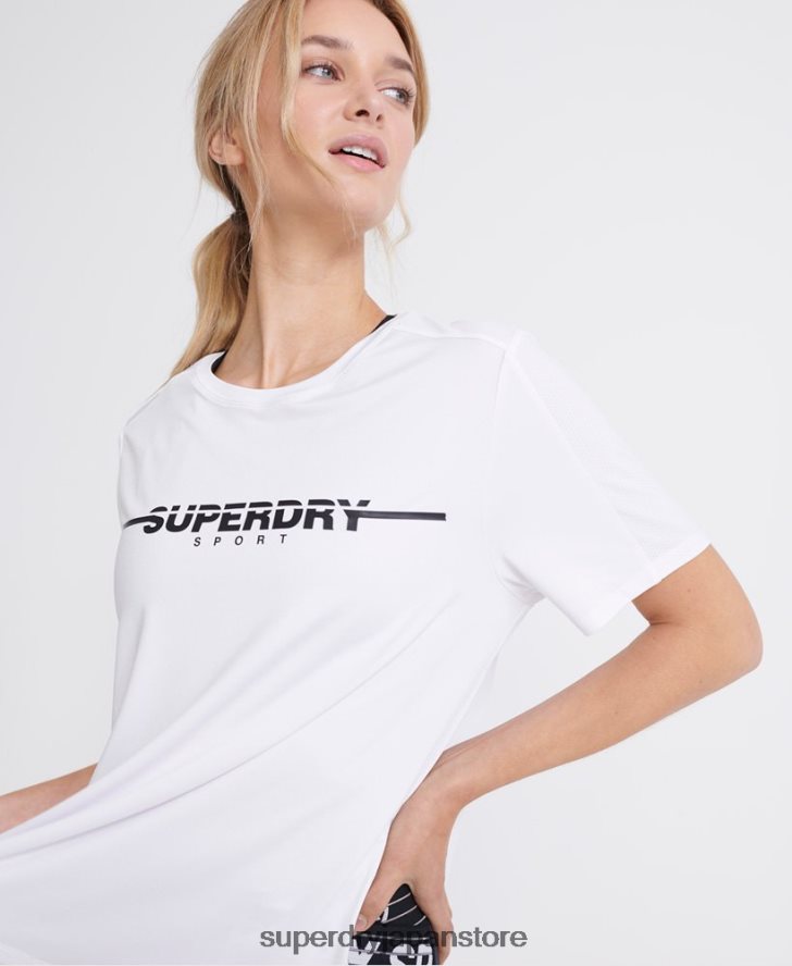 トレーニングジムTシャツ 女性 Superdry 衣類 白 2J62PZ2865