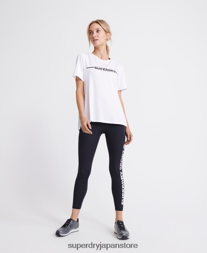 トレーニングジムTシャツ 女性 Superdry 衣類 白 2J62PZ2865