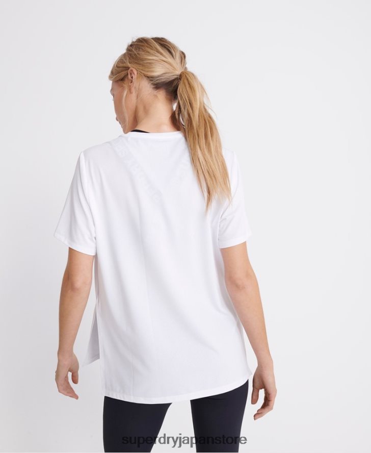 トレーニングジムTシャツ 女性 Superdry 衣類 白 2J62PZ2865