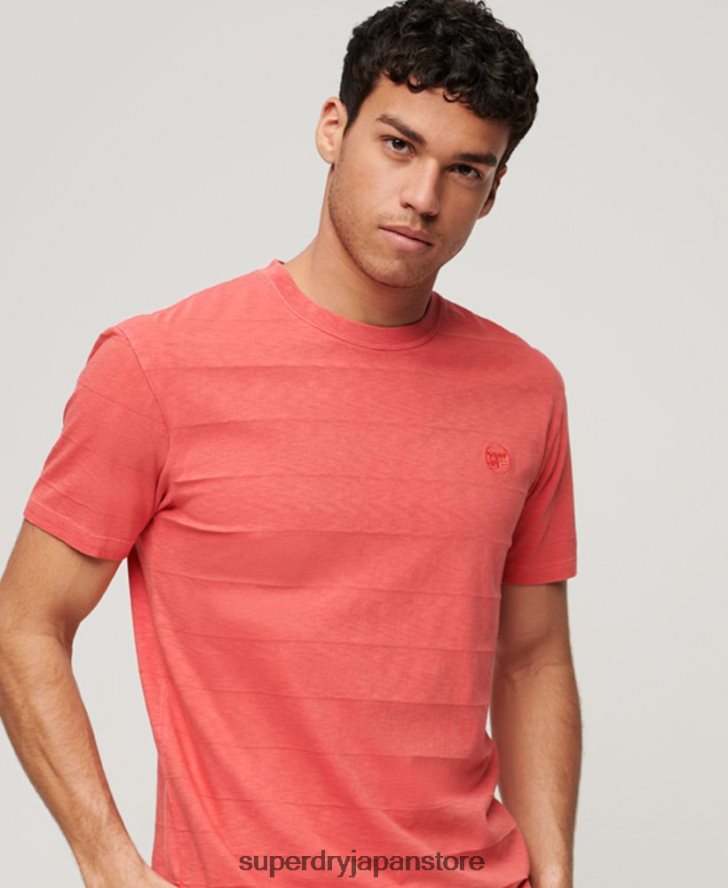 オーガニックコットンのヴィンテージテクスチャーTシャツ 男性 Superdry 衣類 ピンク 2J62PZ31