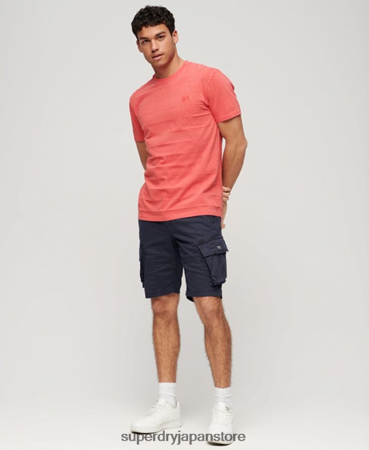 オーガニックコットンのヴィンテージテクスチャーTシャツ 男性 Superdry 衣類 ピンク 2J62PZ31
