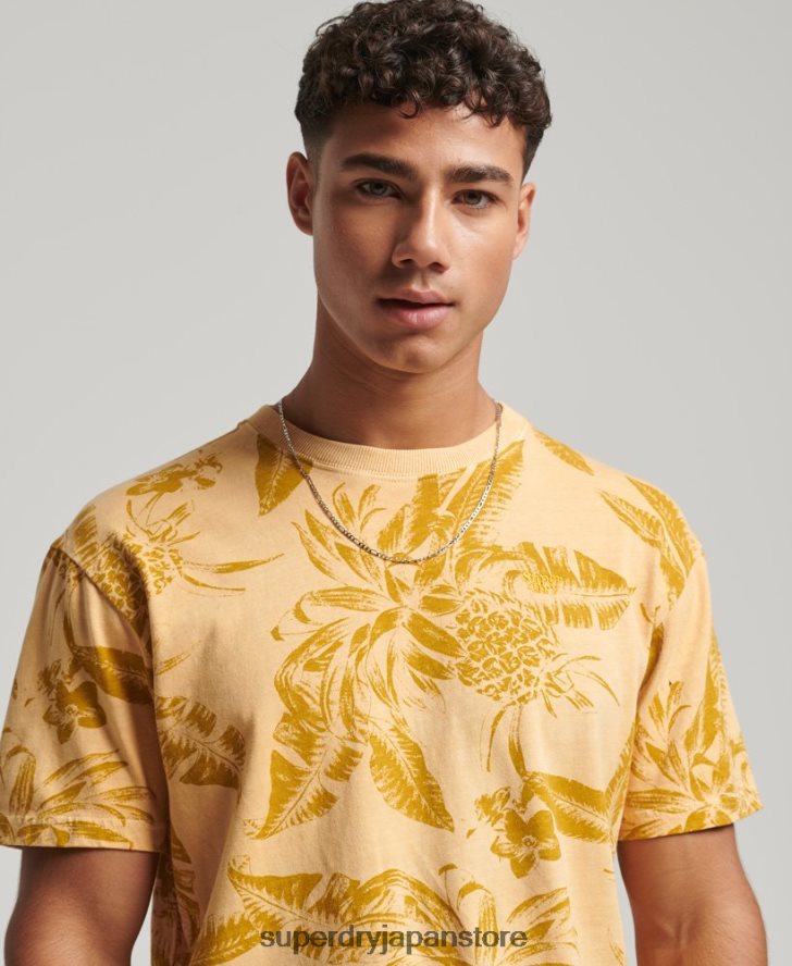 オーバーダイプリント Tシャツ 男性 Superdry 衣類 黄色 2J62PZ32
