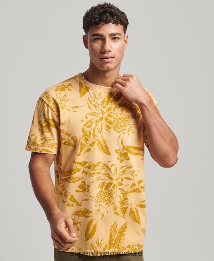 オーバーダイプリント Tシャツ 男性 Superdry 衣類 黄色 2J62PZ32