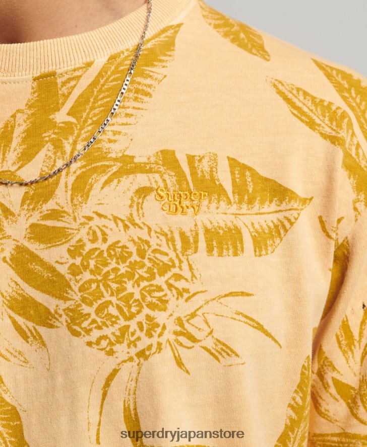 オーバーダイプリント Tシャツ 男性 Superdry 衣類 黄色 2J62PZ32
