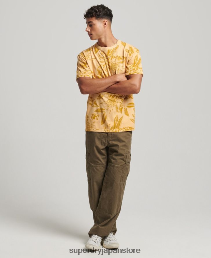 オーバーダイプリント Tシャツ 男性 Superdry 衣類 黄色 2J62PZ32