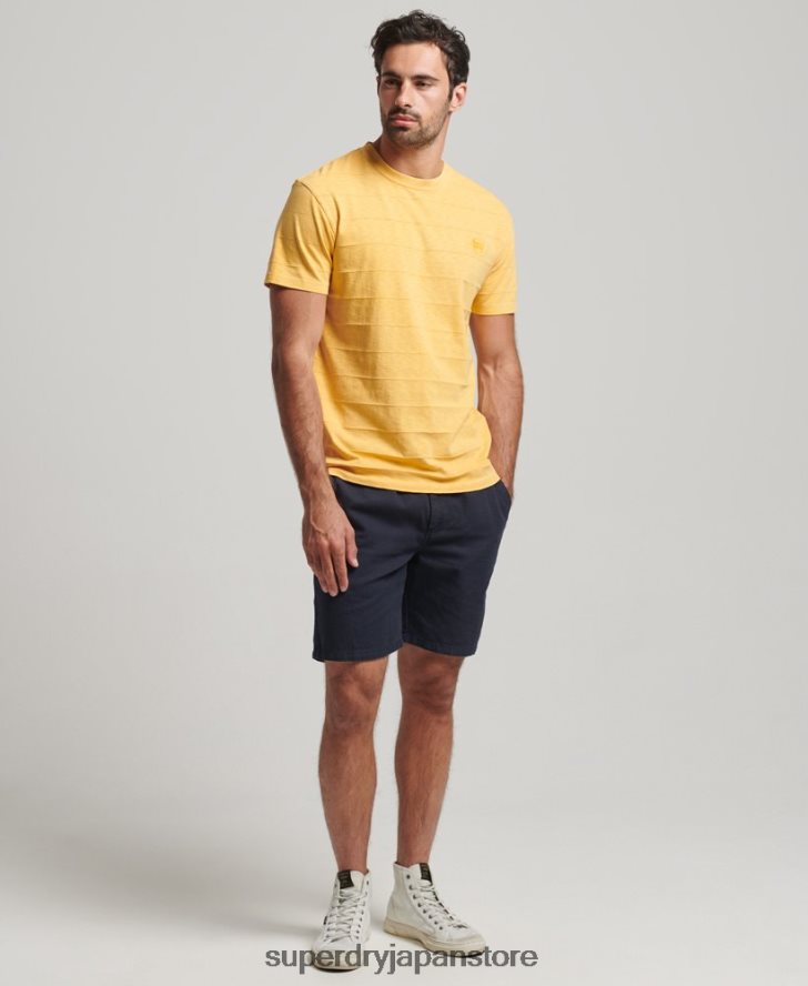オーガニックコットンのヴィンテージテクスチャーTシャツ 男性 Superdry 衣類 黄色 2J62PZ34