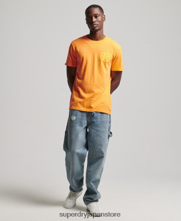 ヴィンテージブランドマークネオンTシャツ 男性 Superdry 衣類 オレンジ 2J62PZ4796