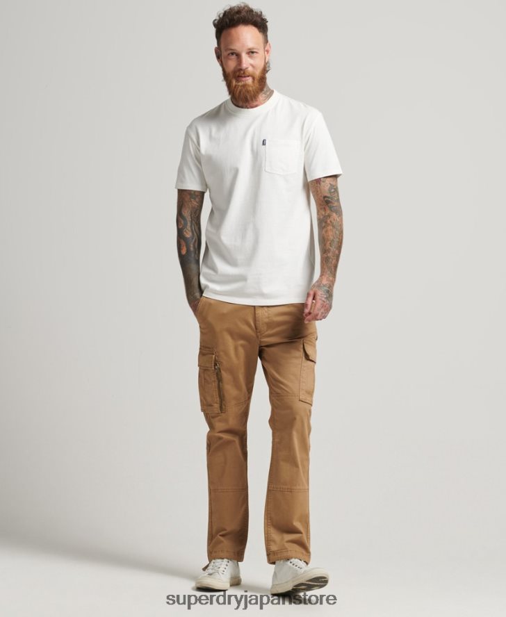 オーガニックコットン ポケットTシャツ 男性 Superdry 衣類 クリーム 2J62PZ4798