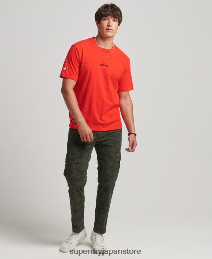 コードマイクロロゴTシャツ 男性 Superdry 衣類 赤 2J62PZ4799