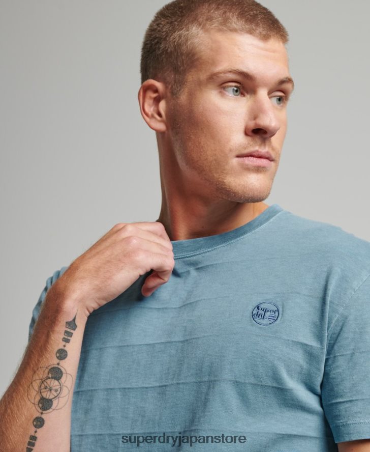 オーガニックコットンのヴィンテージテクスチャーTシャツ 男性 Superdry 衣類 青 2J62PZ48