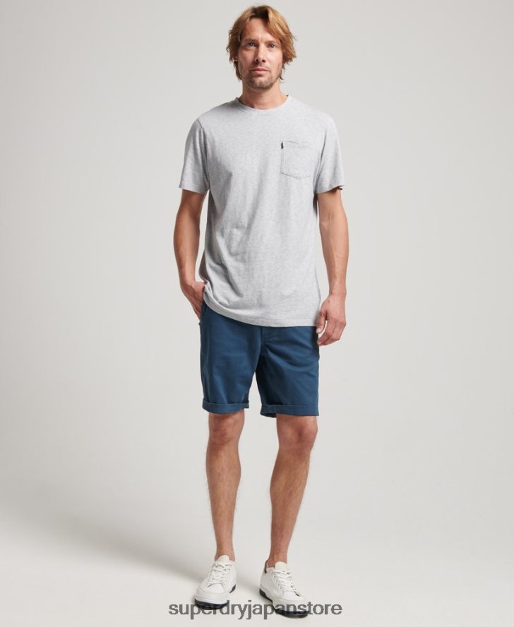 オーガニックコットン ポケットTシャツ 男性 Superdry 衣類 ライトグレー 2J62PZ4800