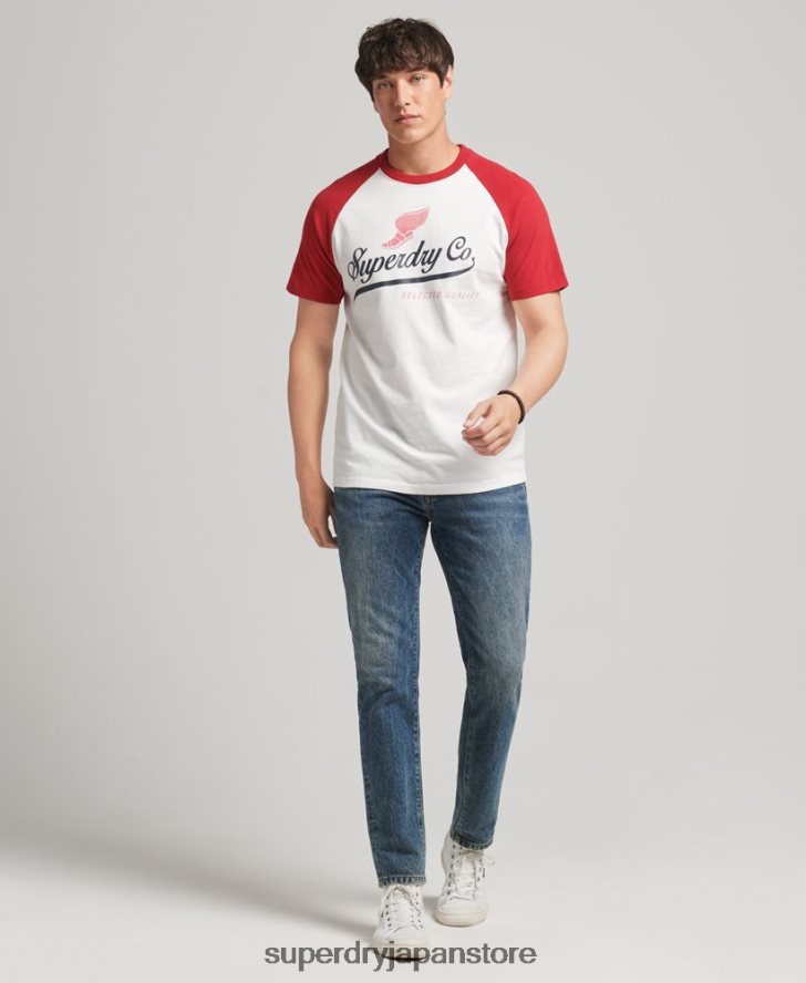 アキレス グラフィック ラグラン T シャツ 男性 Superdry 衣類 クリーム 2J62PZ4802