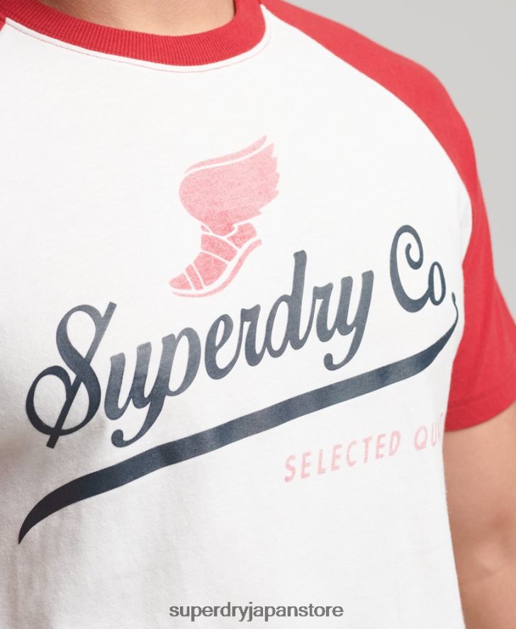 アキレス グラフィック ラグラン T シャツ 男性 Superdry 衣類 クリーム 2J62PZ4802