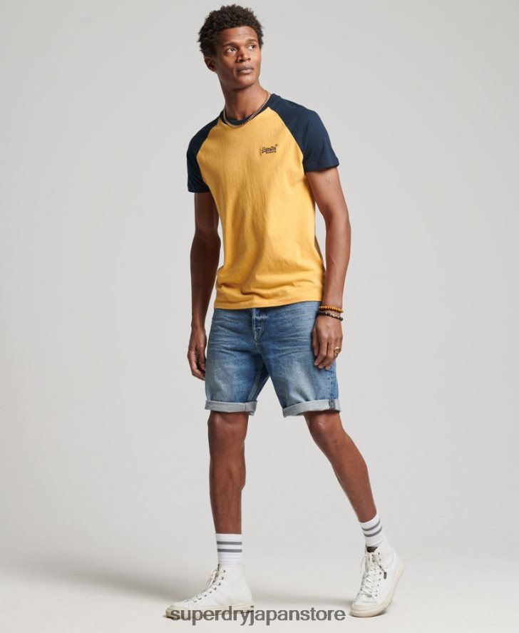 オーガニックコットンベースボールTシャツ 男性 Superdry 衣類 黄色 2J62PZ4805