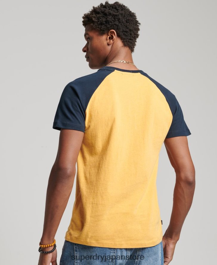 オーガニックコットンベースボールTシャツ 男性 Superdry 衣類 黄色 2J62PZ4805
