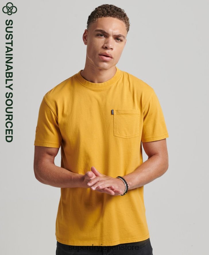 オーガニックコットン ポケットTシャツ 男性 Superdry 衣類 黄色 2J62PZ4806