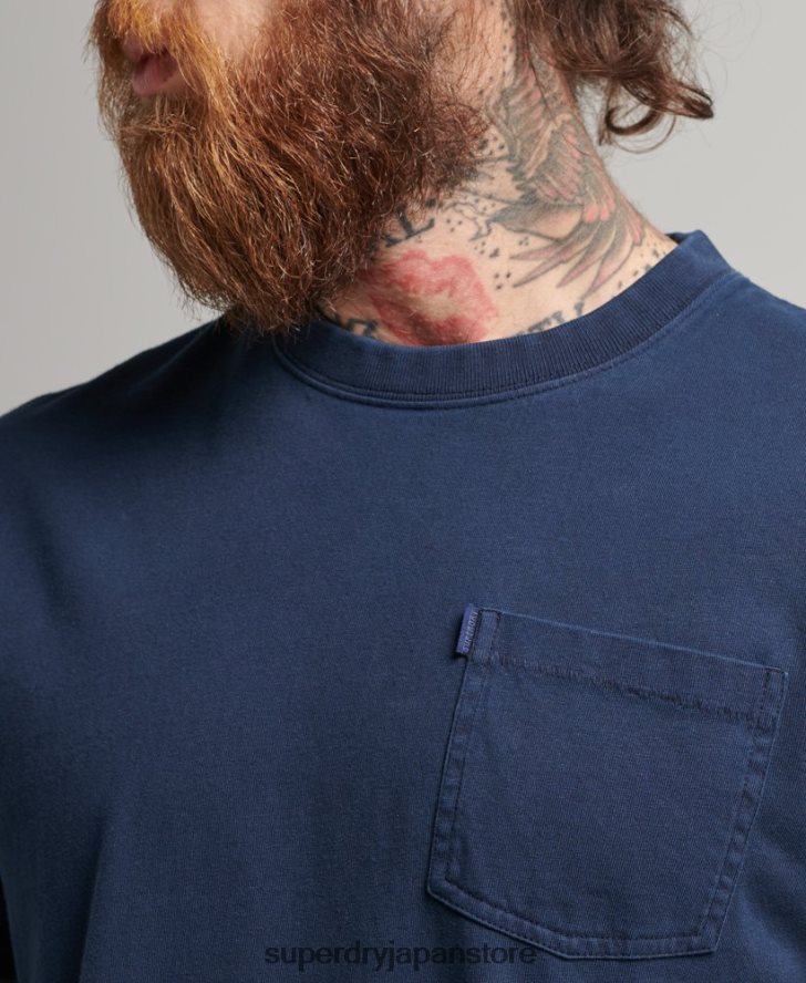 オーガニックコットン ポケットTシャツ 男性 Superdry 衣類 海軍 2J62PZ4812