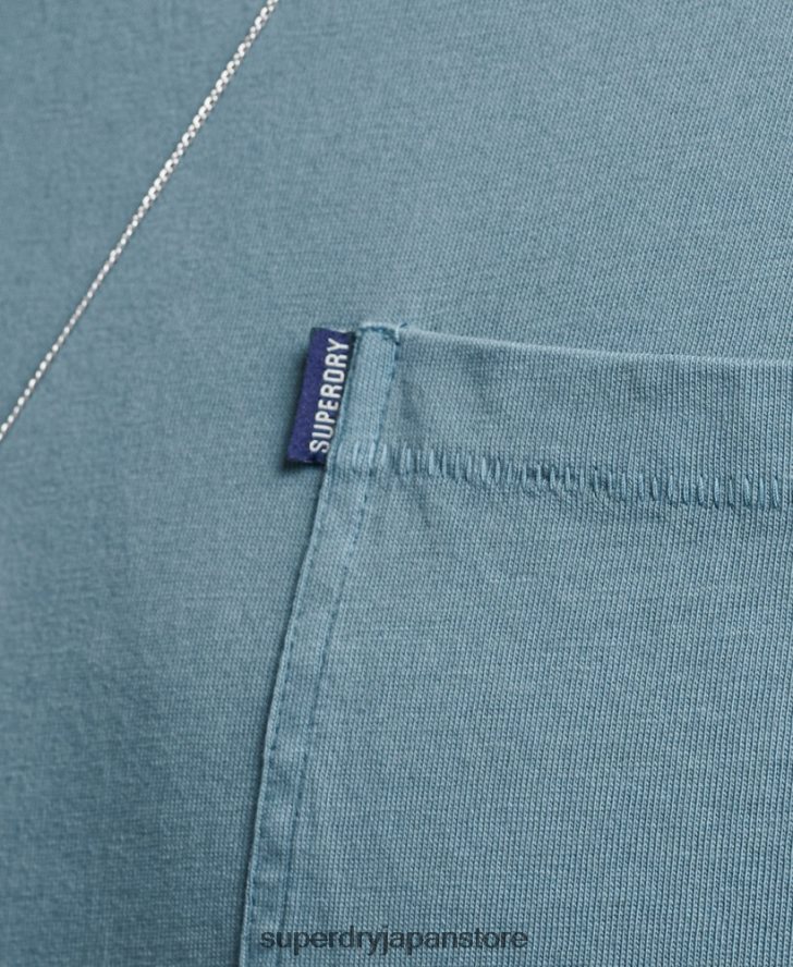 オーガニックコットン ポケットTシャツ 男性 Superdry 衣類 青 2J62PZ4814