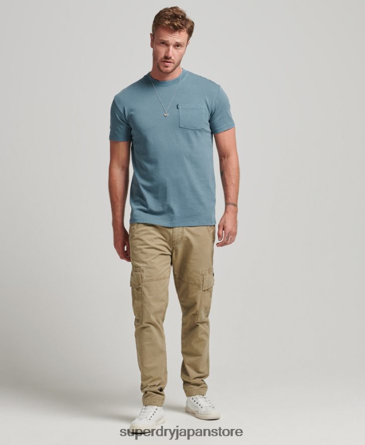 オーガニックコットン ポケットTシャツ 男性 Superdry 衣類 青 2J62PZ4814