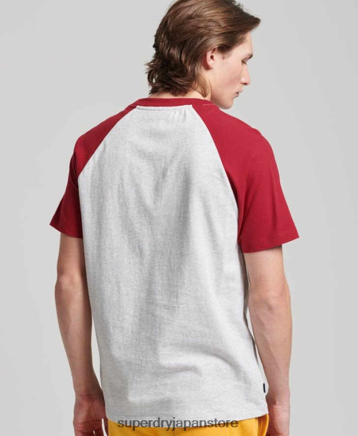オーガニックコットン エッセンシャルロゴ ベースボール Tシャツ 男性 Superdry 衣類 ライトグレー 2J62PZ4816