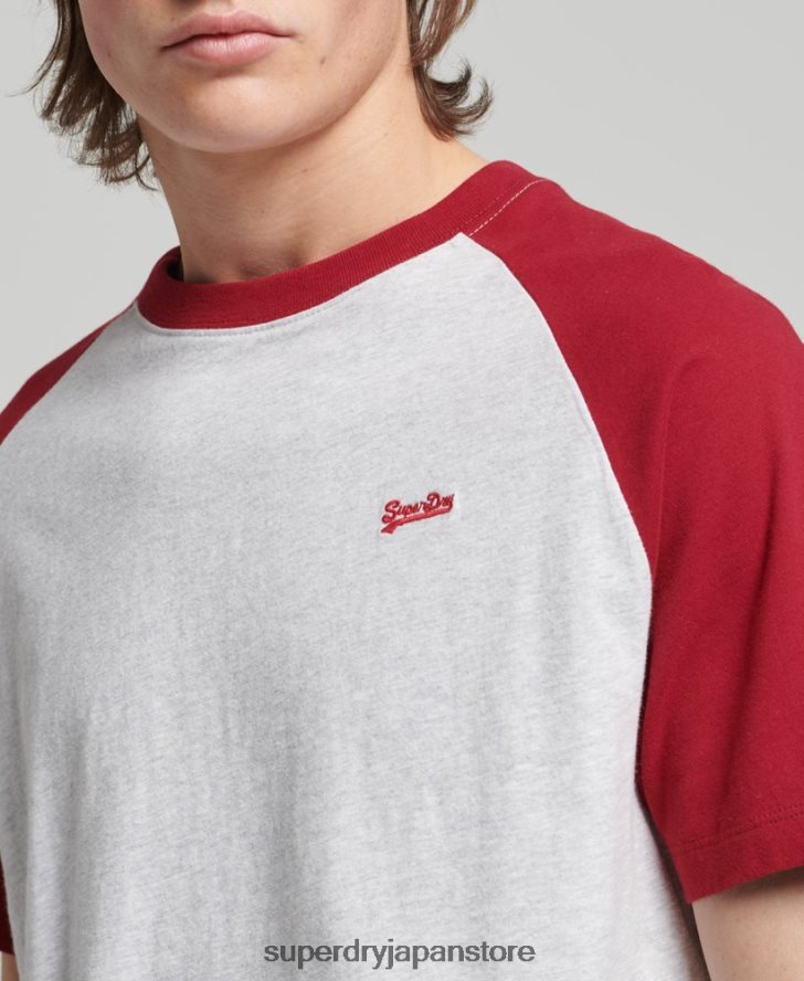 オーガニックコットン エッセンシャルロゴ ベースボール Tシャツ 男性 Superdry 衣類 ライトグレー 2J62PZ4816