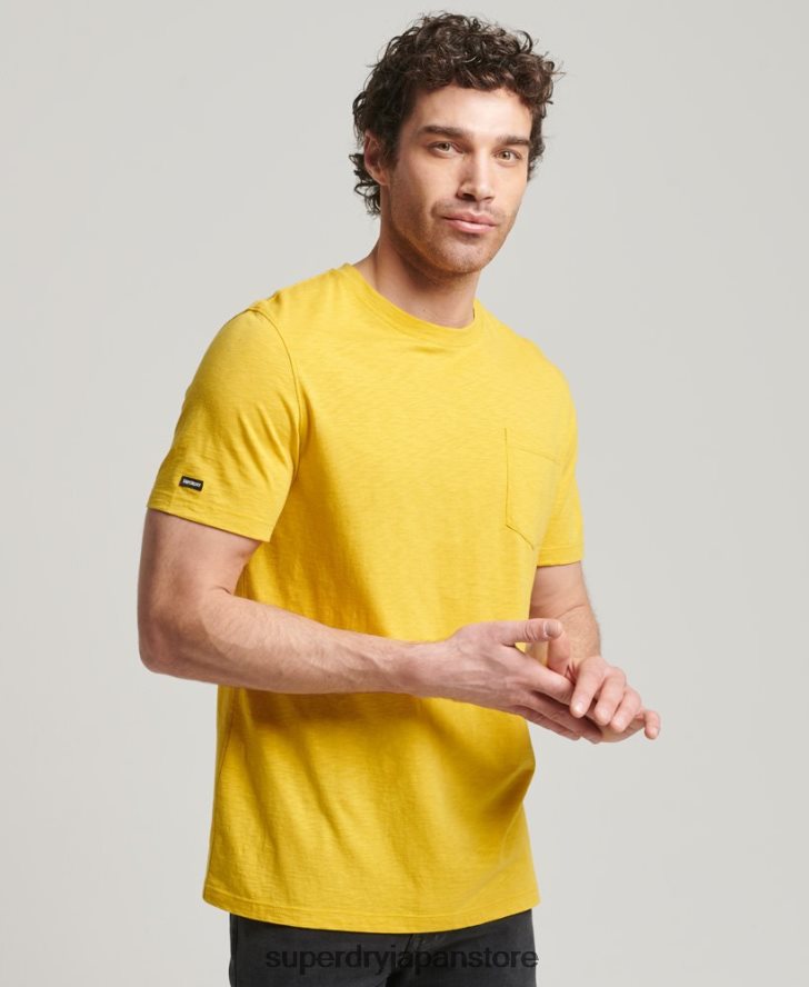 オーガニックコットン クルーネック スラブポケット Tシャツ 男性 Superdry 衣類 黄色 2J62PZ4817