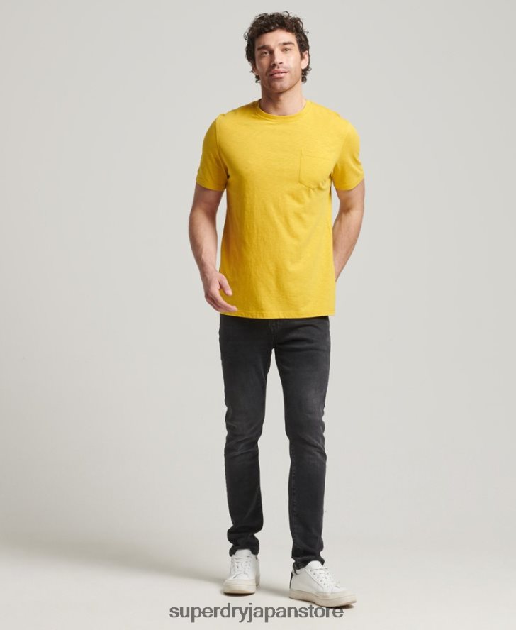 オーガニックコットン クルーネック スラブポケット Tシャツ 男性 Superdry 衣類 黄色 2J62PZ4817