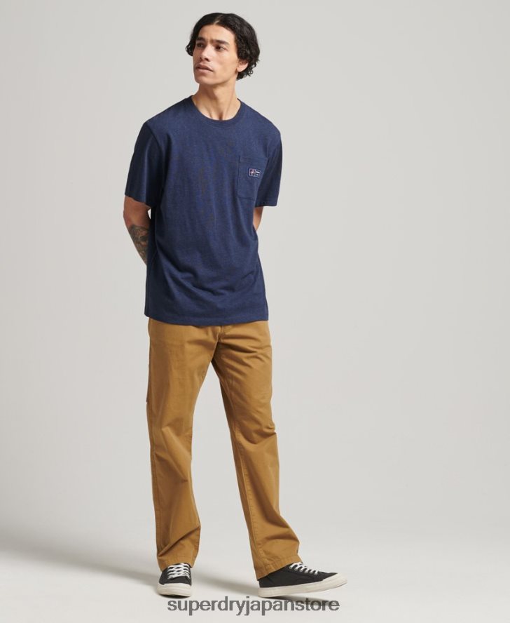 オーガニックコットン ロゴポケットTシャツ 男性 Superdry 衣類 青 2J62PZ4818