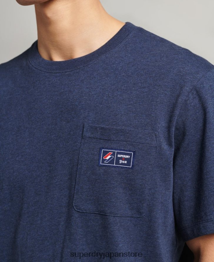 オーガニックコットン ロゴポケットTシャツ 男性 Superdry 衣類 青 2J62PZ4818