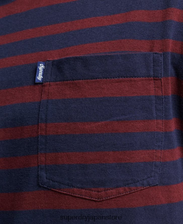 オーガニックコットン エッセンシャル ロゴ ストライプ Tシャツ 男性 Superdry 衣類 海軍 2J62PZ4825