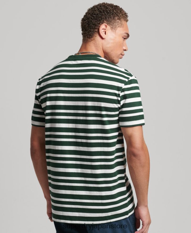 オーガニックコットン エッセンシャル ロゴ ストライプ Tシャツ 男性 Superdry 衣類 黒 2J62PZ4827