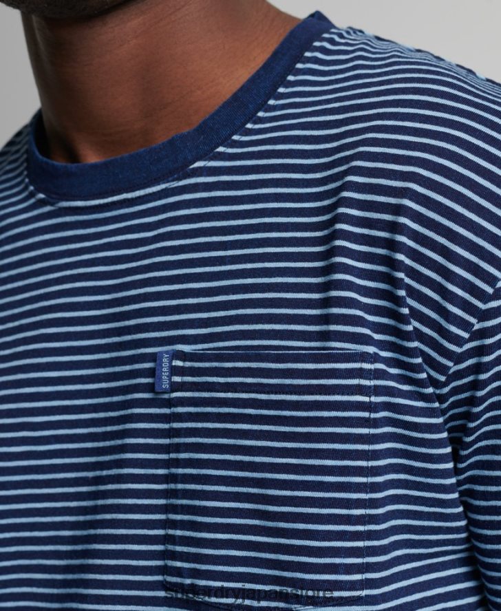 ヴィンテージ インディゴ ストリップ T シャツ 男性 Superdry 衣類 濃紺 2J62PZ4830
