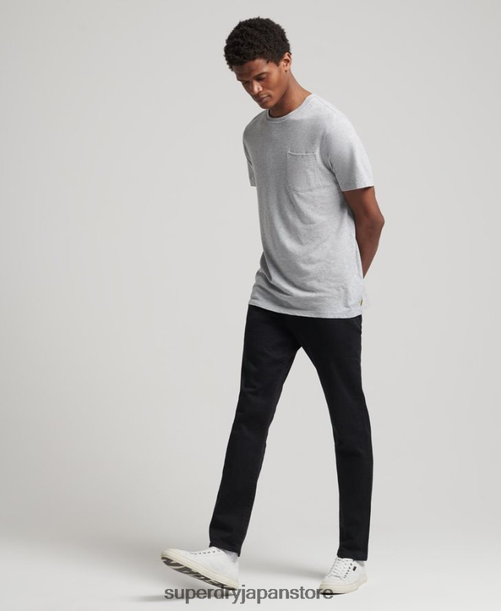オーガニックコットン クルーネック スラブポケット Tシャツ 男性 Superdry 衣類 ライトグレー 2J62PZ4833