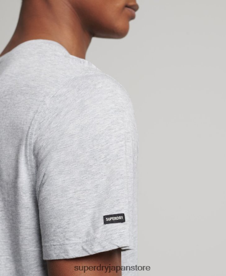 オーガニックコットン クルーネック スラブポケット Tシャツ 男性 Superdry 衣類 ライトグレー 2J62PZ4833