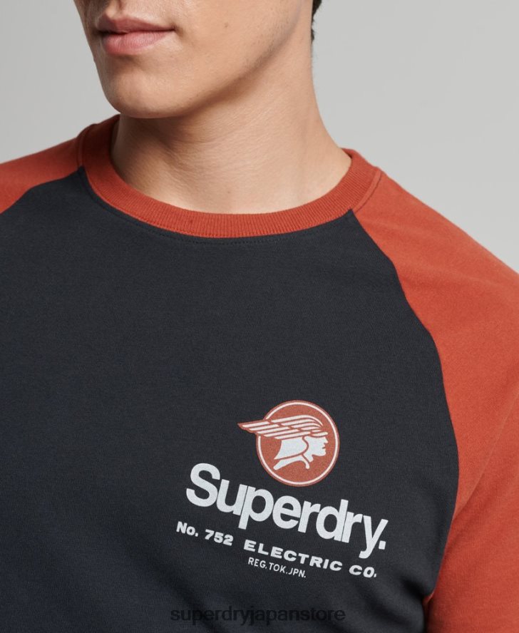 コアロゴグラフィック ラグランTシャツ 男性 Superdry 衣類 海軍 2J62PZ4842