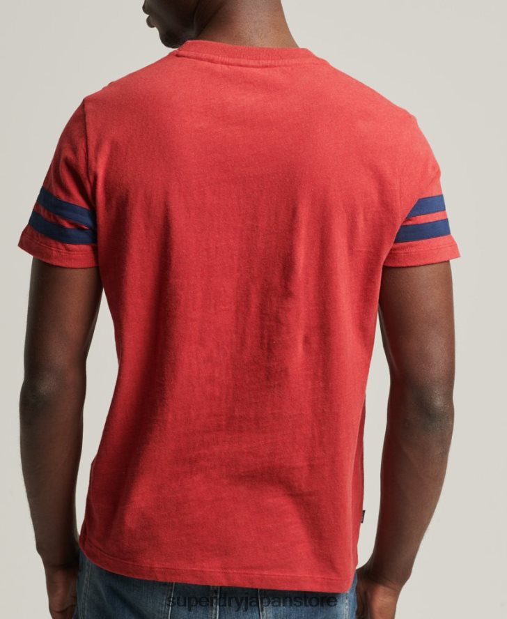 オーガニックコットン エッセンシャルロゴ クォーターバック Tシャツ 男性 Superdry 衣類 赤 2J62PZ4844