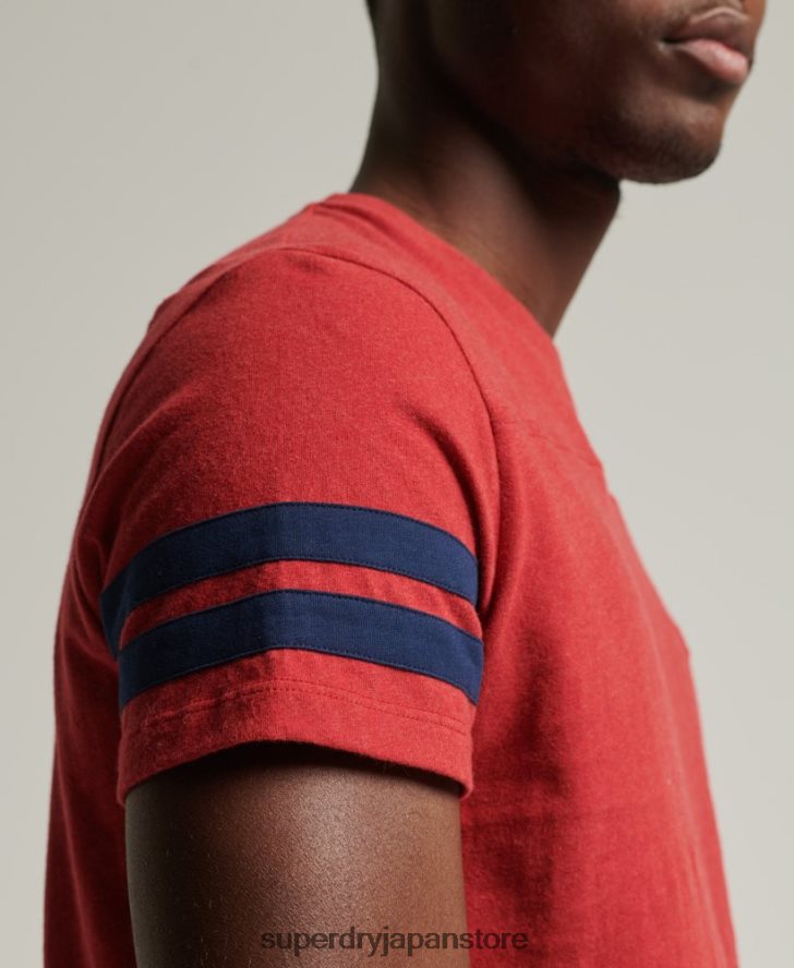 オーガニックコットン エッセンシャルロゴ クォーターバック Tシャツ 男性 Superdry 衣類 赤 2J62PZ4844