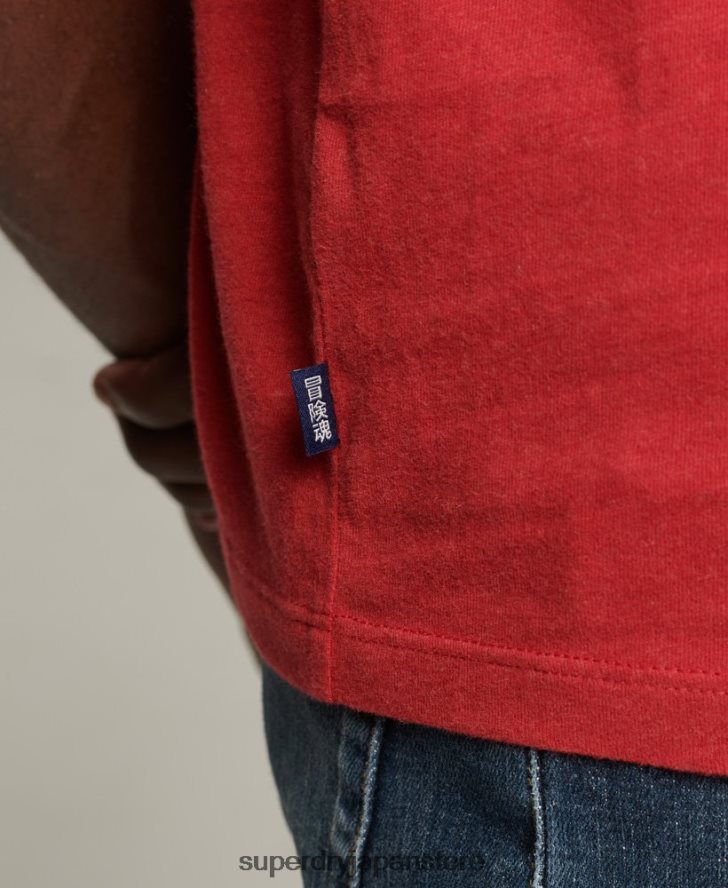 オーガニックコットン エッセンシャルロゴ クォーターバック Tシャツ 男性 Superdry 衣類 赤 2J62PZ4844