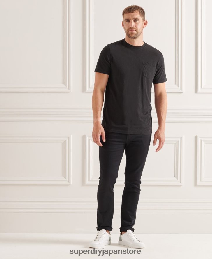オーガニックコットン クルーネック スラブポケット Tシャツ 男性 Superdry 衣類 黒 2J62PZ4845
