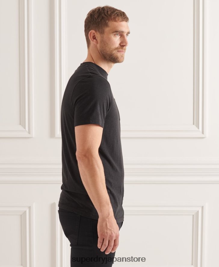 オーガニックコットン クルーネック スラブポケット Tシャツ 男性 Superdry 衣類 黒 2J62PZ4845