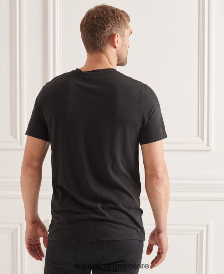 オーガニックコットン クルーネック スラブポケット Tシャツ 男性 Superdry 衣類 黒 2J62PZ4845