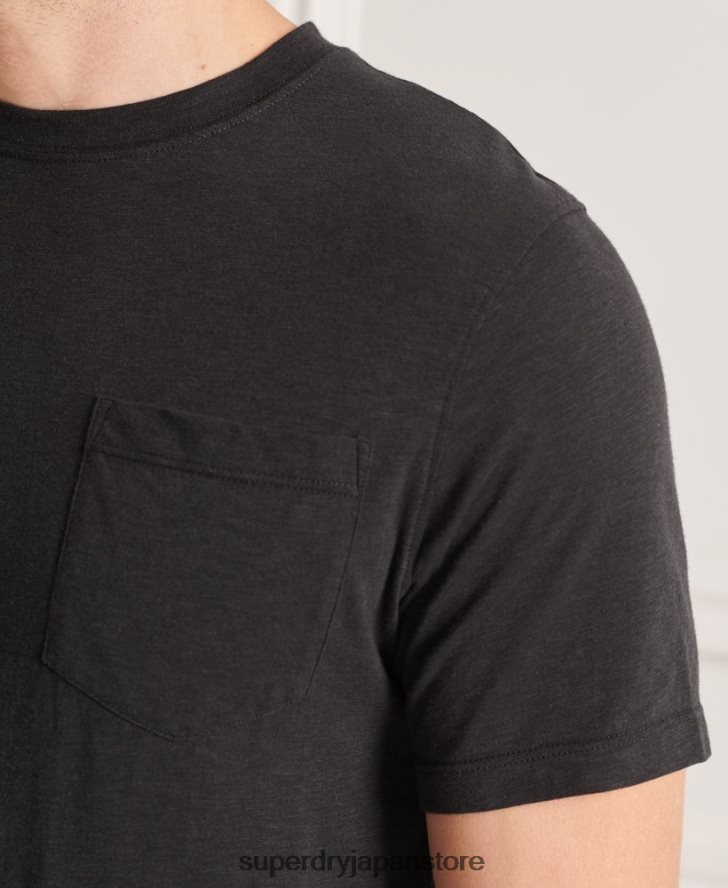 オーガニックコットン クルーネック スラブポケット Tシャツ 男性 Superdry 衣類 黒 2J62PZ4845